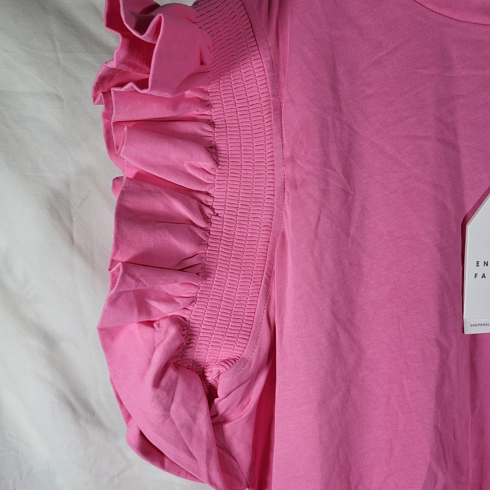 Nwt Womens Plus Size 3X English Factory Pink Ruffled Mini Dress - Picture 4 of 4